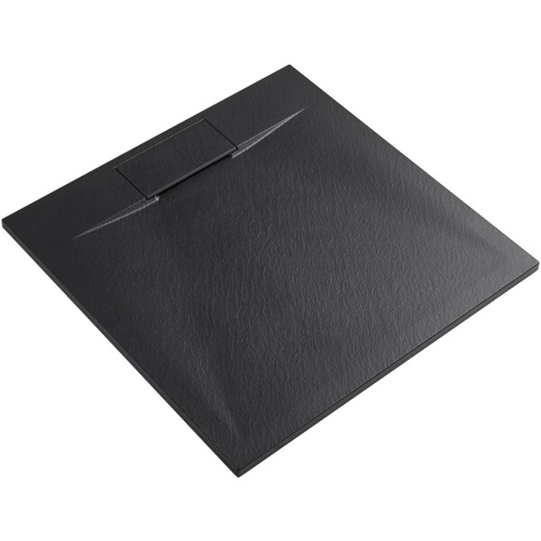 CERANO Sprchová vanička čtvercová Enzo - SMC/minerální kompozit - strukturovaná černá matná - 80x80x3 cm