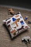 Ferm Living Polštář z organické bavlny Village Off-White 40 x 40 cm, multi barva, textil