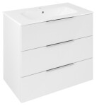 SAPHO - SET koupelnová skříňka CIRASA 80cm s umyvadlem a LED zrcadlem, 3x zásuvka, bílá lesk KSET-107
