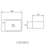 CERANO - Umývátko keramické Nela - závěsné levé - bílá lesklá - 40x21,5 CER-680372