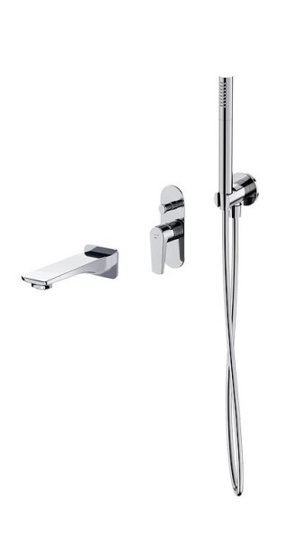 CERSANIT - Sada B730: podomítková vanová baterie + sprchová sada s napojením + výtok MODUO, chrom VIR S952-040
