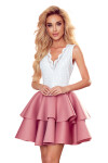 Tmavě růžové dámské šaty s krajkovým výstřihem a S model 17280726 - numoco