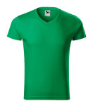 Slim Fit V-neck tričko pánské středně zelená 2XL