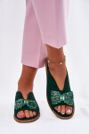 Dámské Sandály S Mašlí Na Plochém Podpatku S.Barski KV51-014 Zelené 36