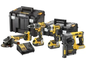 DeWalt DCK422P3T-QW / Aku SET bruska + kombi kladivo + příklepová vrtačka + rázový utahovák / kufr + 3x baterie (DCK422P3T-QW)