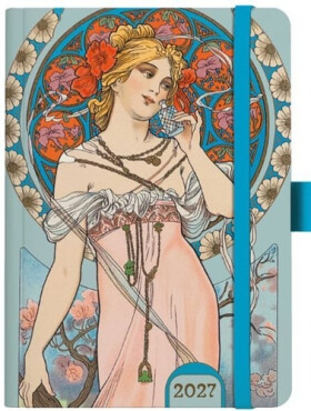 Denní diář 2027 A5 Alfons Mucha Modrý