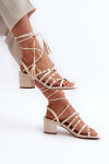 Šněrovací sandály na nízkém podpatku zdobené nýty béžové Chrisele 37