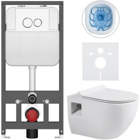 CERANO - Kompletní WC set Basic/Dure - bílá lesklá - WC tlačítko Dualo/Bílá - závěsné - předstěnová instalace - 51x35 CER-8050BD85889