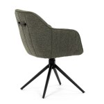 Židle jídelní a konferenční, zelená látka, černé kovové nohy, otočný mechanismus