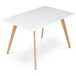 Jídelní stůl 120x80x74 cm, MDF, bílý matný lak, masiv buk