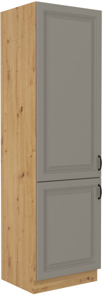 Vysoká skříňka pro vestavnou lednici Stilo 60 LO-210 2F Barva korpusu: Dub artisan, Barva dvířek: Clay Grey