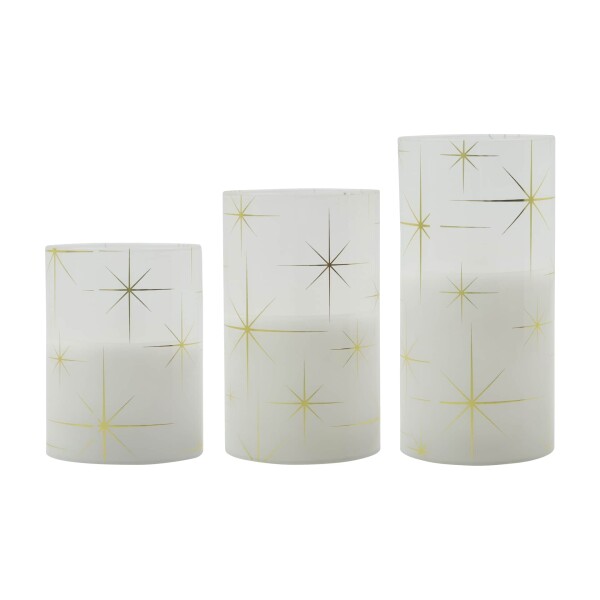 House Doctor Skleněná LED svíčka Star White – set 3 ks, bílá barva, sklo