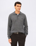 Armedangels Mouliné Knit Long-Sleeved Polo 105 black-1609 oatmilk L