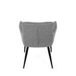 Židle jídelní, světle šedá látka, černý kov