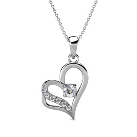 Elenys pozlacený náhrdelník Swarovski® Srdce 18K bílé zlato