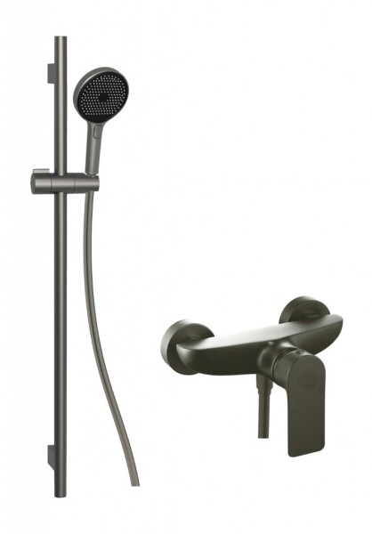 Kielle - Vega Sprchový set s baterií, tyčí, hadicí a sprchovou hlavicí, gun metal 20618SP13