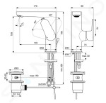 IDEAL STANDARD - Cerafine O Umyvadlová baterie s výpustí, černá BC703XG