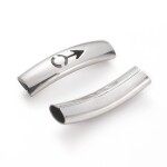Trubičkový korálek z nerezové oceli - prohnutý - symbol muže - platinový - 36 x 10 x 8 mm - 1 ks