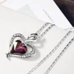 Náhrdelník Swarovski Elements True Love - srdíčko, Fialová 42 cm + 5 cm (prodloužení)