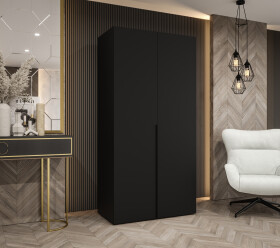 Šatní skříň Abi Alicante 1 Rozměry: 100 cm, Pásky / úchyty: Černá, Barva korpusu + barva dveří: Černá + Černá