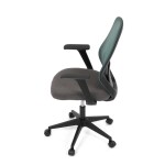 Židle kancelářská, látka zelená, houpací mechanismus, kolečka pro tvrdé povrchy