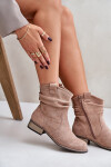 Zateplené boty s nařasením na nízkém podpatku béžové Elletinnia 40