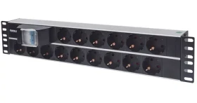 Intellinet PDU 19" 15x černá / PDU / Hliník / 2U / 16A / 3m kabel (714051)