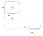CERSANIT - Pultové umyvadlo LARGA obdélníkové (50x38) hnědé mat, BOX K677-063