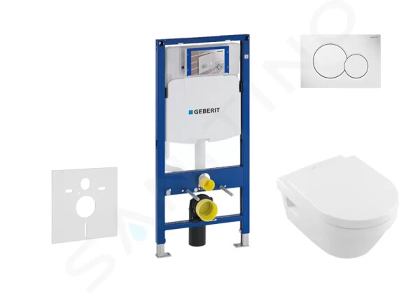 GEBERIT - Duofix Set předstěnové instalace, klozetu a sedátka Villeroy & Boch, tlačítka Sigma01, DirectFlush, SoftClose, CeramicPlus, alpská bílá 111.300.00.5 NB1