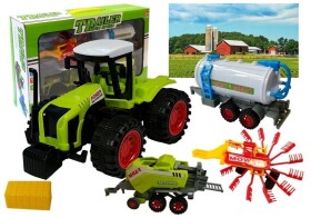 Mamido Traktor se třemi přívěsy sklízení sena zelený