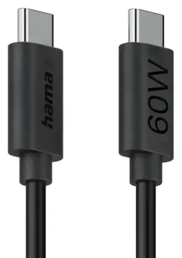 Hama černá / Nabíjecí kabel / USB-C / USB-C / 60 W / 1,2 m