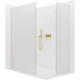 CERANO Sprchová zástěna Walk-in Crystal T L/P - 8 mm - bezvzpěrový systém - zlatá, mléčné sklo - 90x60x200 cm