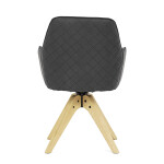 Židle jídelní s područkami, černá látka, nohy z jasanu, otočná P90°+ L 90° s vratným mechanismem - funkce reset