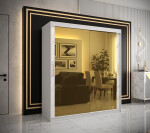 Šatní skříň Abi Golden T3 Barva korpusu: Černá, Rozměry: 250 cm, Dveře: Bílý mramor se zlatým zrcadlem
