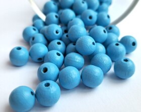 Dřevěné korálky Detoa - světle modré - ∅ 10 mm - 10 ks