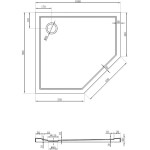 MEXEN - Flow pětiboká sprchová vanička slim levá 100 x 90, černá mat 46P709010L