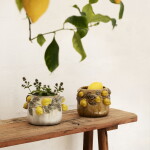 MADAM STOLTZ Obal na květiny Lemons Off White Ø 18 cm, žlutá barva, keramika