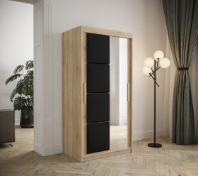 Šatní skříň Abi Tapi Barva korpusu: Dub Sonoma, Rozměry: 120 cm, Dveře: Černá koženka