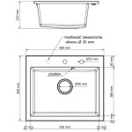 MEXEN/S - Elix granitový dřez 1-miska 600 x 500 mm, černá/zlatá metalik, sifon černá 6525601005-75-B