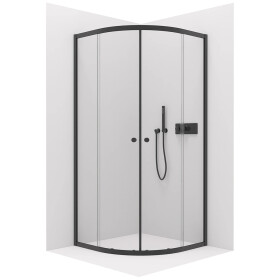 CERANO - Sprchový kout Orso L/P - 6 mm - čtvrtkruh - R550 - černá, transparentní sklo - 100x100x195 - posuvný CER-476861