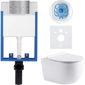 CERANO Kompletní WC set Profi/Felci - bílá lesklá - WC tlačítko Line/Tmavě šedá - pro zazdění - 52,5x36 cm