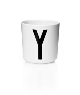 DESIGN LETTERS Dětský melaminový hrneček Letters 200 ml Y, černá barva, bílá barva, melamin