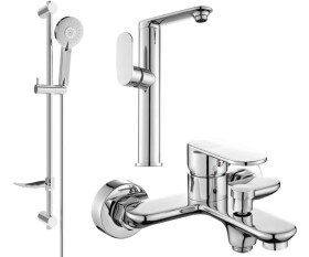 MEXEN - Milo DF40 SET umyvadlová baterie + vanová s příslušenstvím, chrom 713153DF40-00