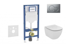 GEBERIT - Duofix Set předstěnové instalace, klozetu Tesi a sedátka, tlačítko Sigma01, matný chrom SANI11CD2118