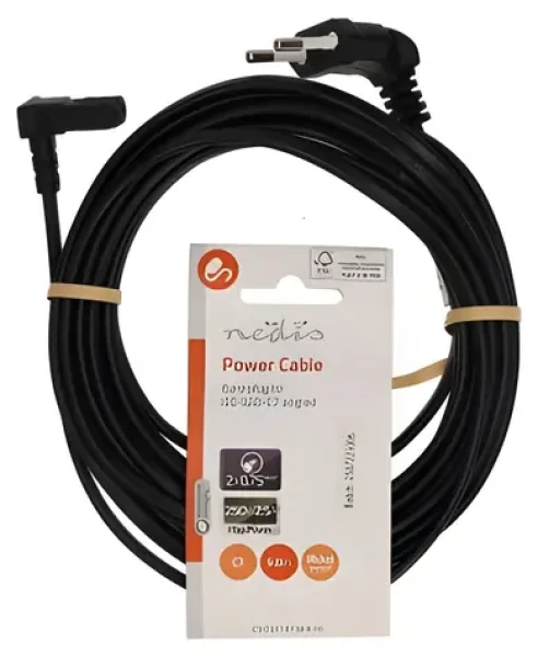 Nedis Napájecí kabel Euro - IEC-320-C7 černá / Napájecí kabel / oboustranně úhlový 90° / poniklované / 5 m (CEGL11075BK50)