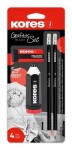 Kores Grafitos Black SET – ořezávátko, 2 tužky, pryž