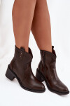 Zateplené dámské kotníkové boty na podpatku čokoládové Brilynn 37