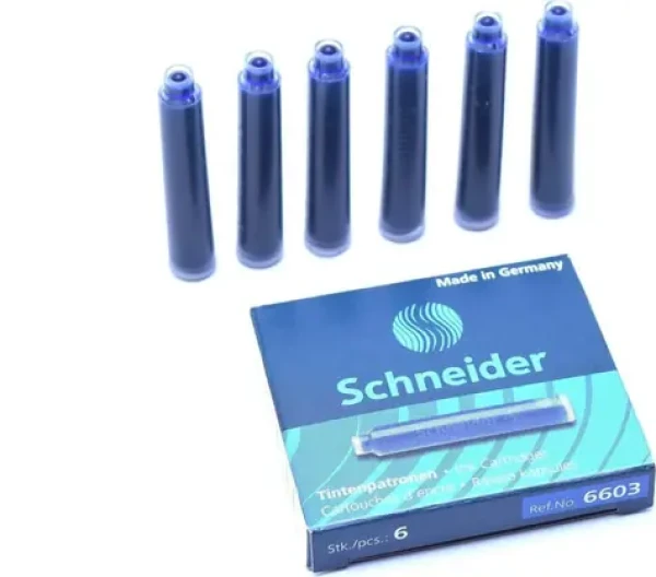 SCHNEIDER Inkoustové bombičky modré / Inkoustová náplň / pro plnicí pera a rollery / 6 ks (6603)