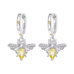 Stříbrné náušnice s motivem včelky - stříbro 925/1000, Žlutá