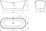 MEXEN - Montana vana volně stojící 180x80, bílá/černá, bez krytky přepadu a zátky 52011808075-SS